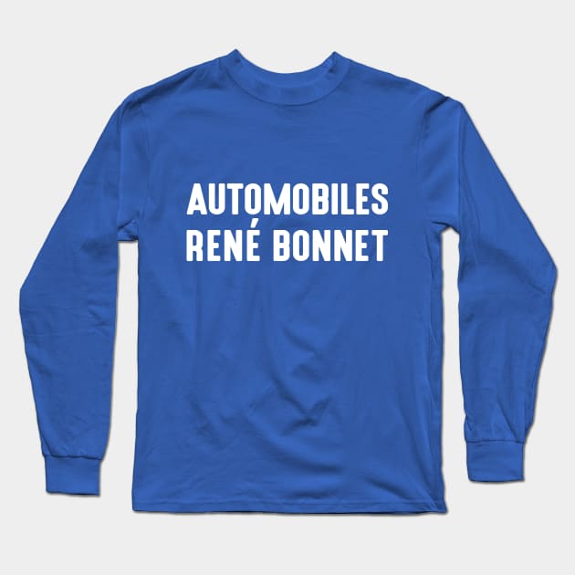 Automobiles René Bonnet - white print Long Sleeve T-Shirt by retropetrol